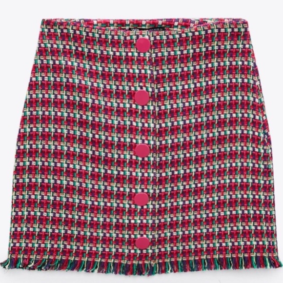 Zara Small Frayed Textured Mini Skirt - Picture 5 of 16